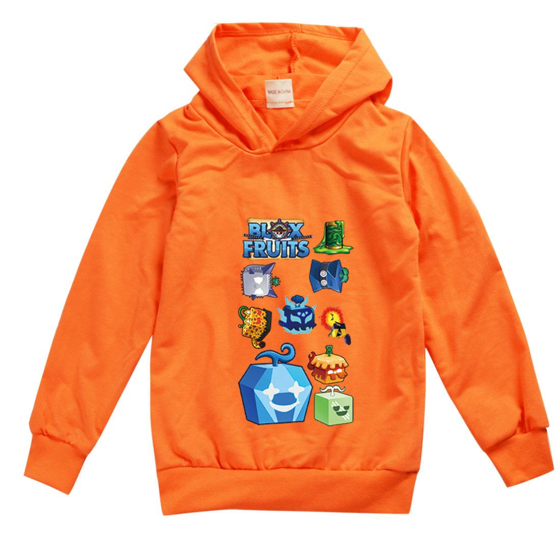 Детская толстовка с капюшоном 3D blox с фруктами, детский свитер 170cm оранжевый