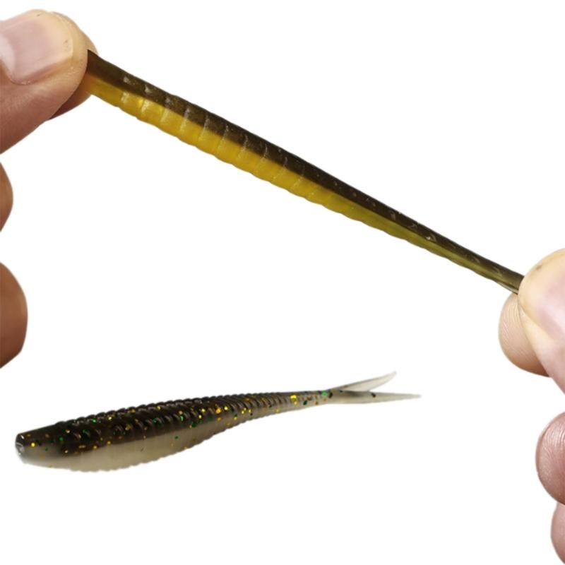 60Pcs Fish Lures Soft Artificial Lures for Fishing Ribbon Lures Soft Colorful Fork Tail Swimbaits with Crank Hook