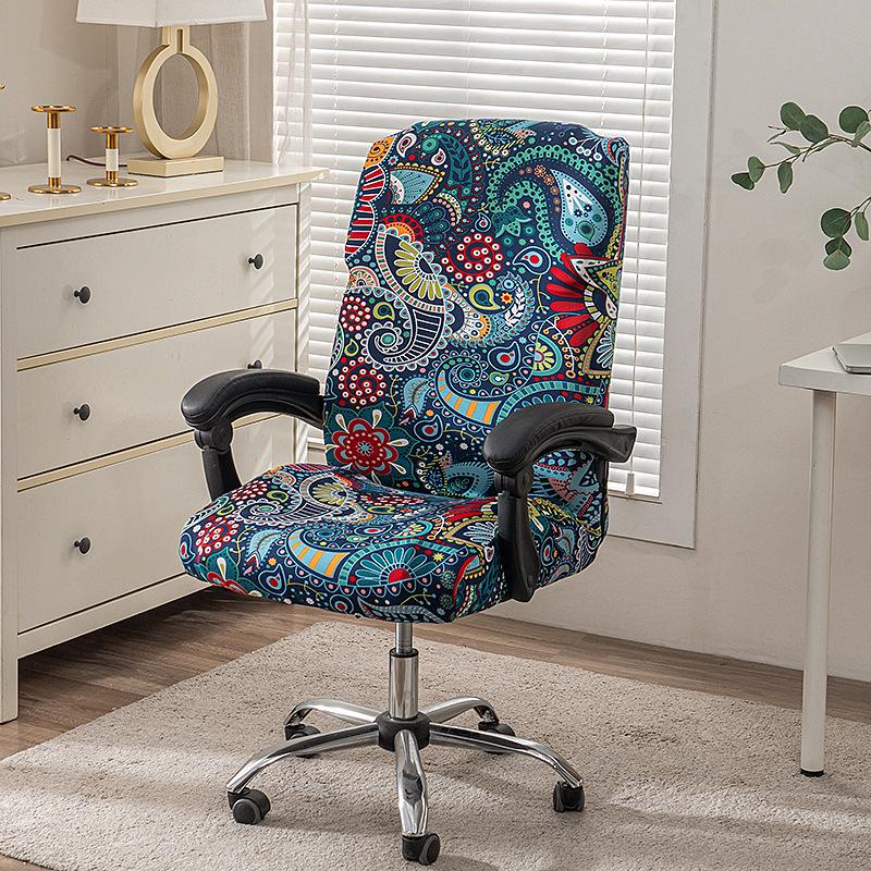 Neue Farbe Büro Reißverschluss Stuhlbezug Drehbar Computer Hotel Stuhlbezug Einteilig Armlehne Elastisch Chefsesselbezug