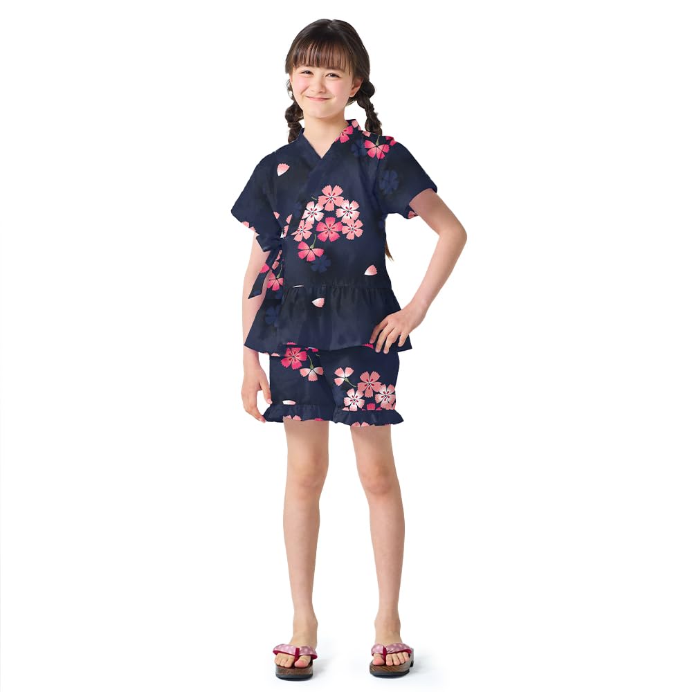 Barevné Jinbei ve stylu bonbónů 120cm Yamato Nadeshiko Dětské Jinbei Jinbei Ideální pro letní ohňostroje a letní festivaly (Dívky) (Námořnická modrá) Děti'