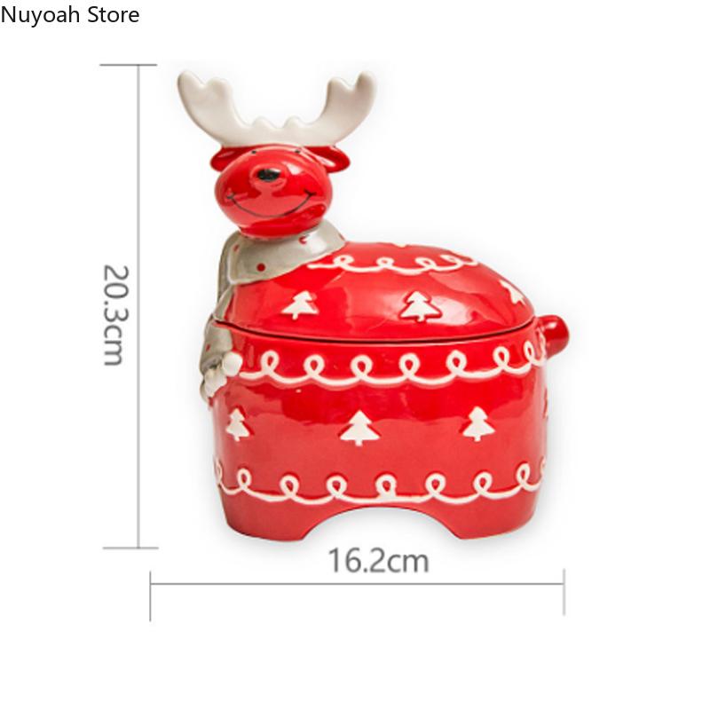 Creative Elk-shaped Ceramic Storage Jar Snack Storage Jar Ceramic Jar Christmas Storage Box Decoration Kitchen Storage Supplies