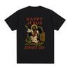 Happy Jesus Zombie Day Funny Meme Graphic 100%cotton Men's Shirt O-Neck Short Sleeve Harajuku Women's Fashion Oversized Tshirt