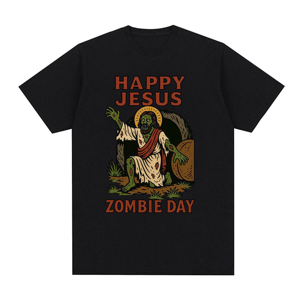 

Happy Jesus Zombie Day Funny Meme Graphic Cotton Unisexs Shirt ONeck Short Sleeve Harajuku Womens Fashion Oversized Tshirt 2XL