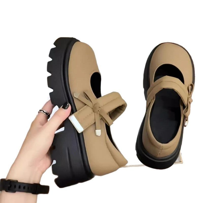 Dopamine round head thick heel platform small leather shoes women's new summer versatile retro Mary Jane shoes