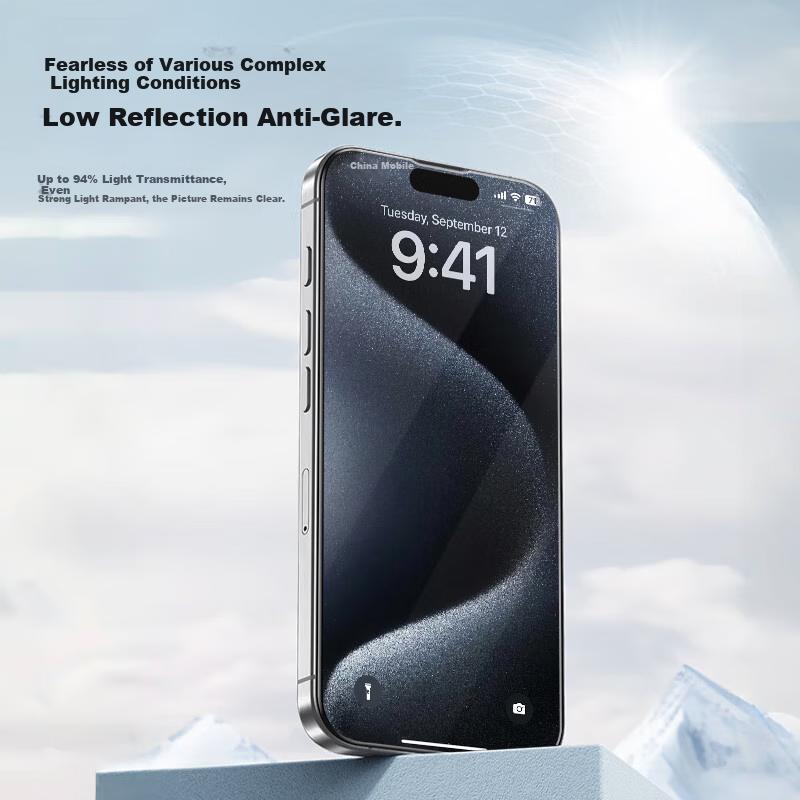 AR IPhone 15 Pro Max Tempered Glass Screen Protector, AR Full Coverage Fingerprint Protection Film for Apple 15 Pro Max, 2 Pieces in One Set