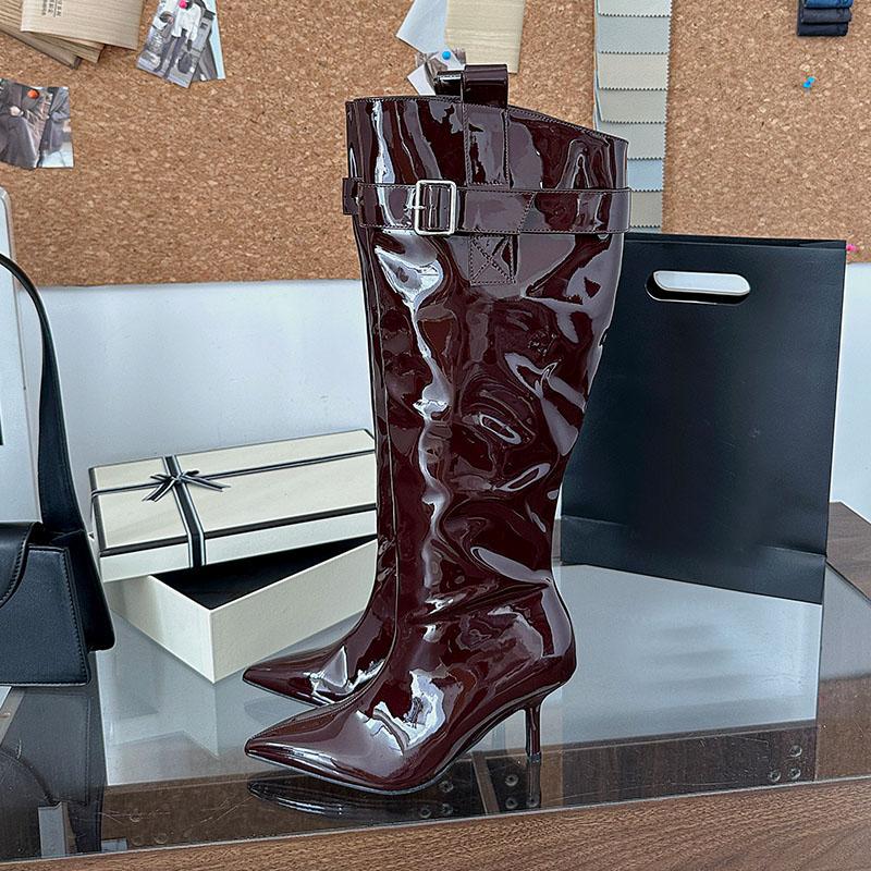 Fashion Fashion Pointed Toe Women Knee High Modern Boots With Thin Heels Shoes Party Ladies Long Chelsea Boots Female Pumps Shoes Lady