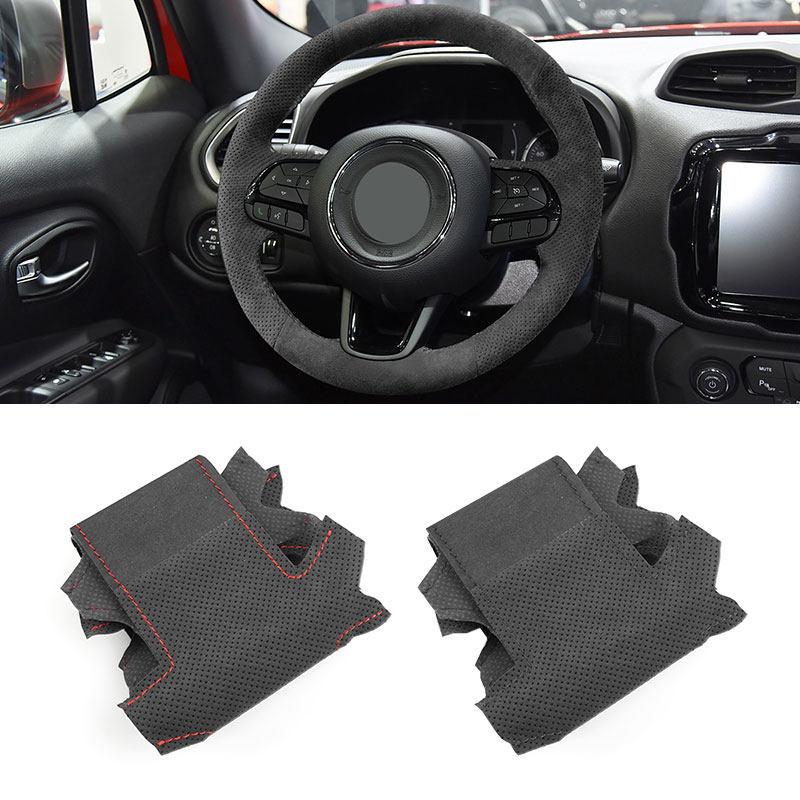 For Jeep Renegade Compass Fiat Toro Tipo 2015-19 DIY Ized Car Accessories Steering Wheel Suede Leather Cover Interior Trim