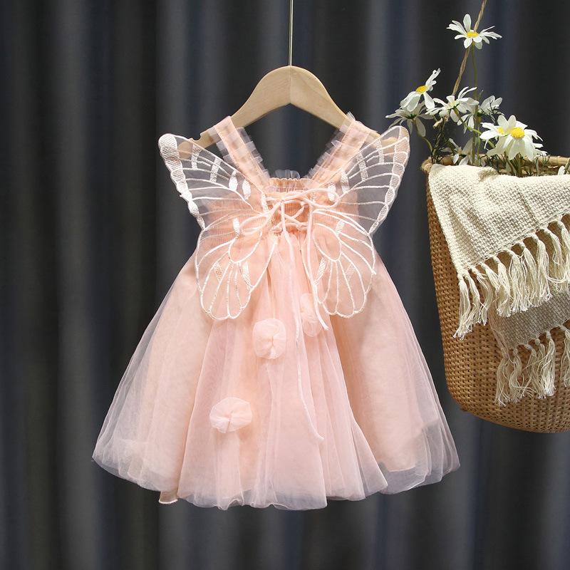 Girls Summer Tulle Princess Dress Kids Birthday Party Gown Baby Puffy Tutu Dress For Toddler 80cm розовый