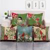 Christmas Spring Bird Flower Oil Painting Digital Printing Short Plush Pillow Covers For Sofa Office Cushion Cover Home Goods
