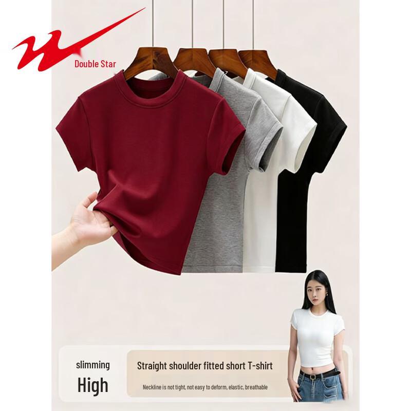 

Women s Round Neck Slim Crop Top T-Shirt M