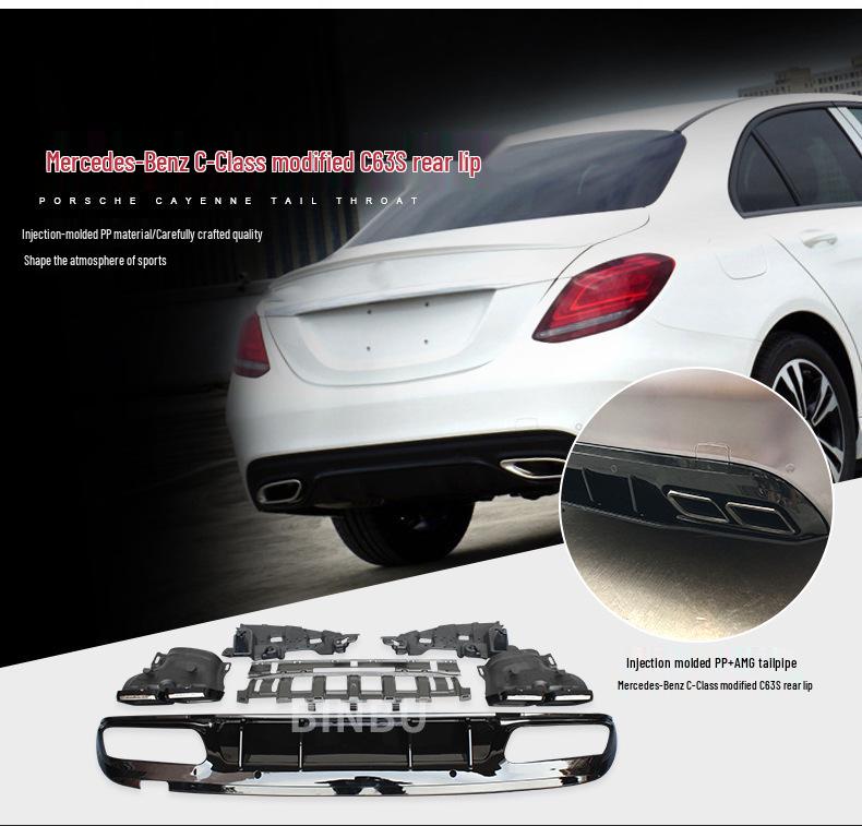 Mercedes-Benz C-Class W205 C63S Rear Lip Spoiler with AMG Tailpipe