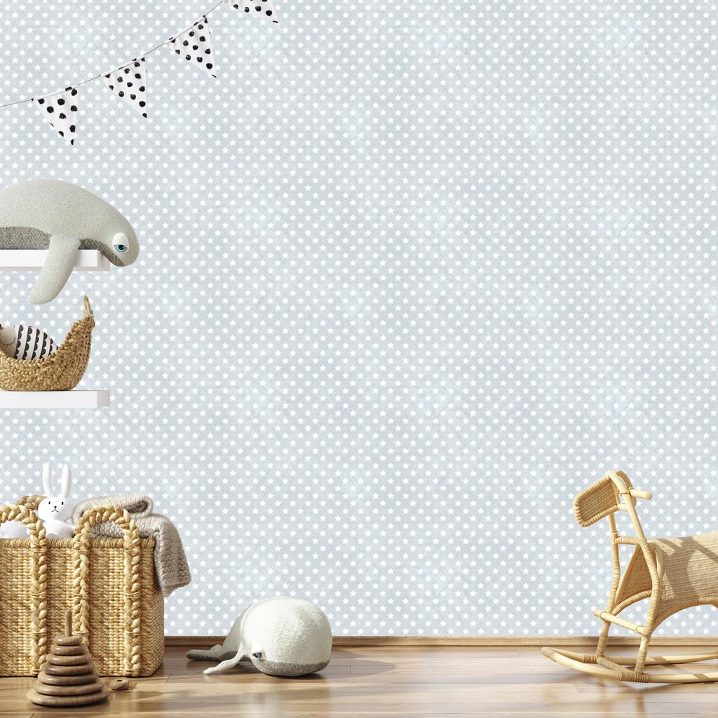 Stars Wallpaper Light Gray and White for Living Room and Bedroom 50x1000