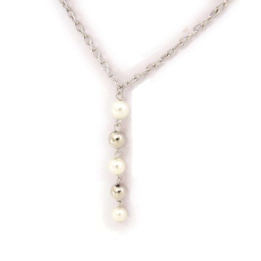 Les Trésors De Lily [J7777] - Silver Ivory 'Perla' Necklace