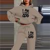 European and American trendy brand fleece sweater sweatpants set, new women's clothing letter printing hoodie women's suit
