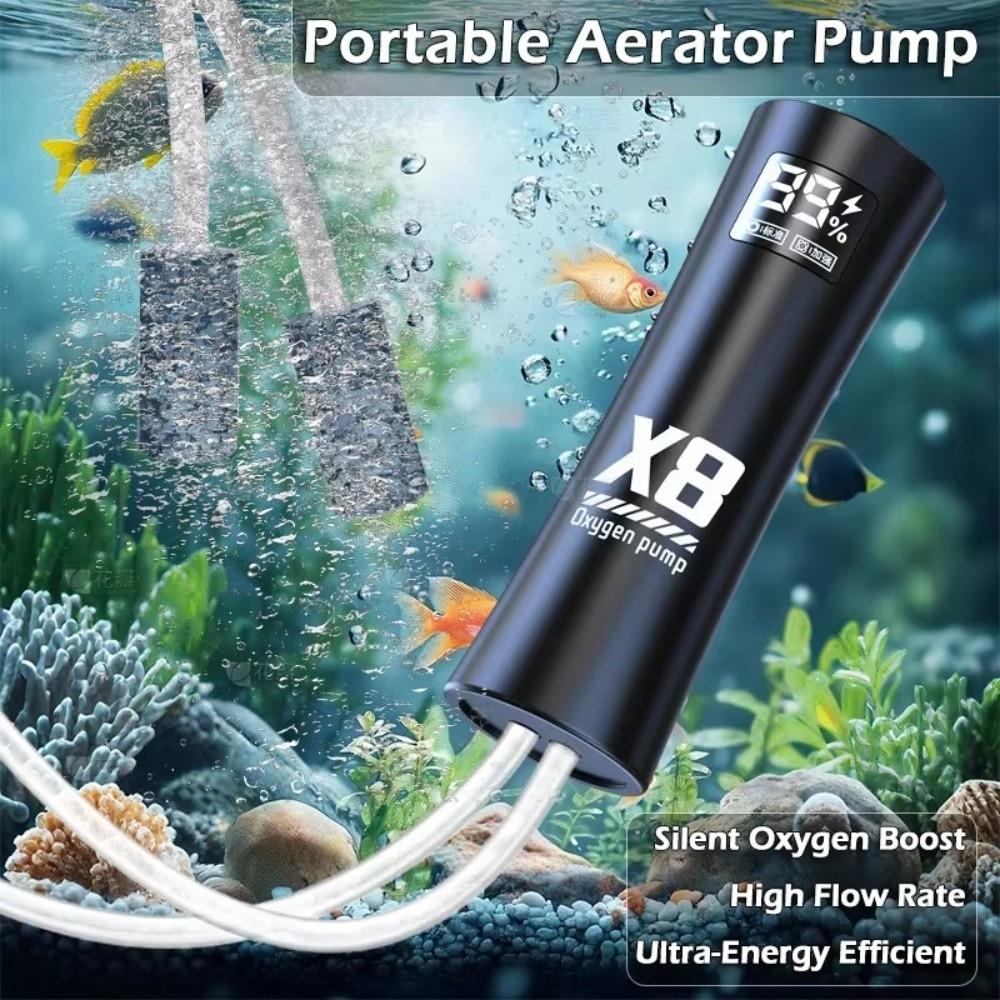 Portable X8 Oxygen Pump 5W Low Noise Fish Tank Aerator Quiet USB Rechargeable Fish water pump For Outdoor Fishing/Aquarium