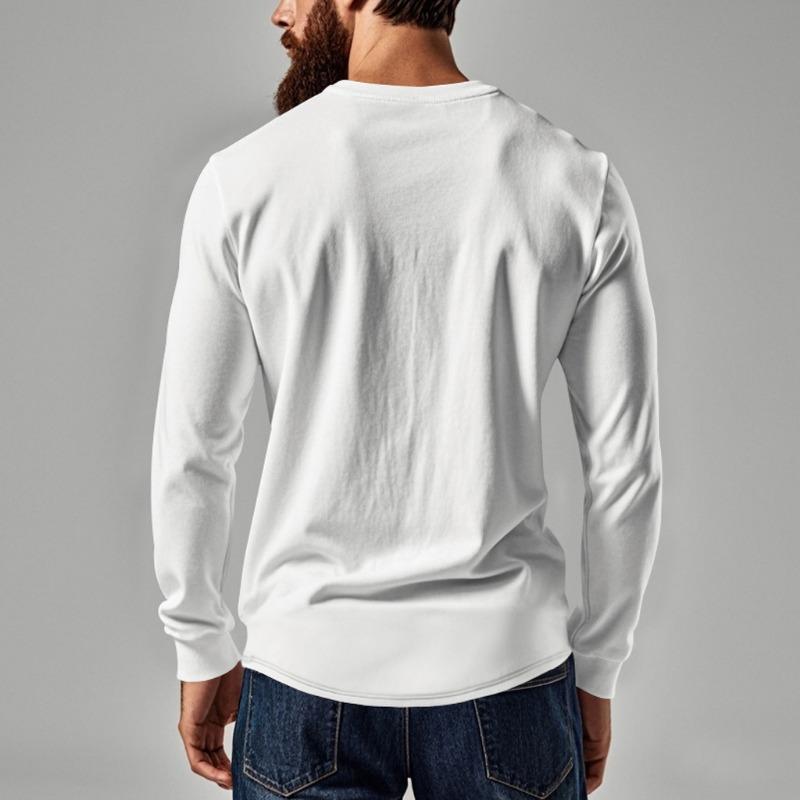 Mens Slim Fit Long Sleeve V Neck Buttoned Casual T Shirt