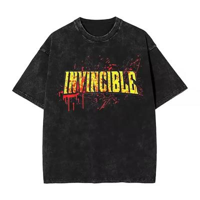 Retro Invincible Cartoon Comic Washed New Arrival Mens Clothes Tee Shirt Homme Graphic T-Shirts Men Tshirt for Men Ropa 50853#Color