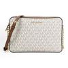Mk Jet Set Long Bolsa de Câmera de Couro com Corrente e Logo de Monograma Vintage Feminina Bolsa de Ombro Marrom Baunilha 35F8GTTC3B-VANILLA-ACRN