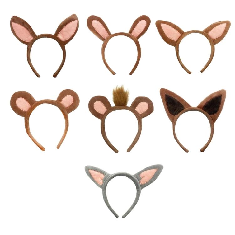 Fasce per Capelli in Peluche a Forma di Animali dello Zoo, Cerchietto con Orecchie, Fascia per Capelli Safari nella Giungla, Cerchietto per Capelli Cosplay per Halloween, Compleanno