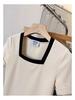 Plus Size Women's Stylish Square Neck Short Sleeve Summer T-shirt - Pure Cotton, Slimming, Up to 200 Jin.