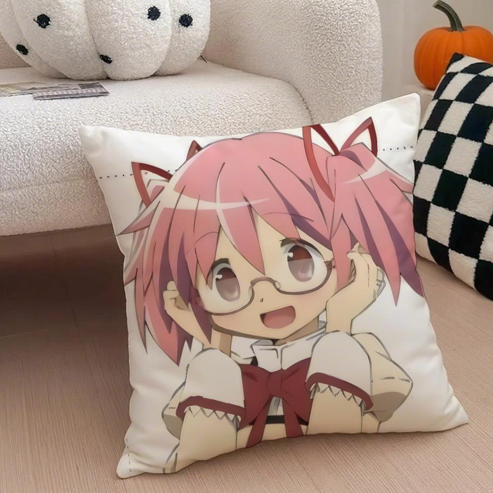 Anime MMadoka MMagica Cushion Cover Throw Pillow Cover Hidden Button Durable Polyester Chair Cushion