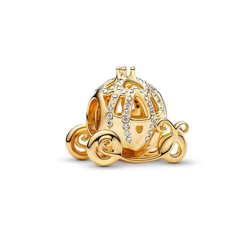 Neue Vergoldete Charm-Perlen Anhänger Passend für Schlangen Silber Armband Halskette Für Diy Schmuck Damen Geschenk Funkelnd