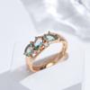 New Blue Natural Zircon Ring For Women Geometry  Rose Gold Rings Vintage Ethnic Bride Wedding Jewelry Party Accessories
