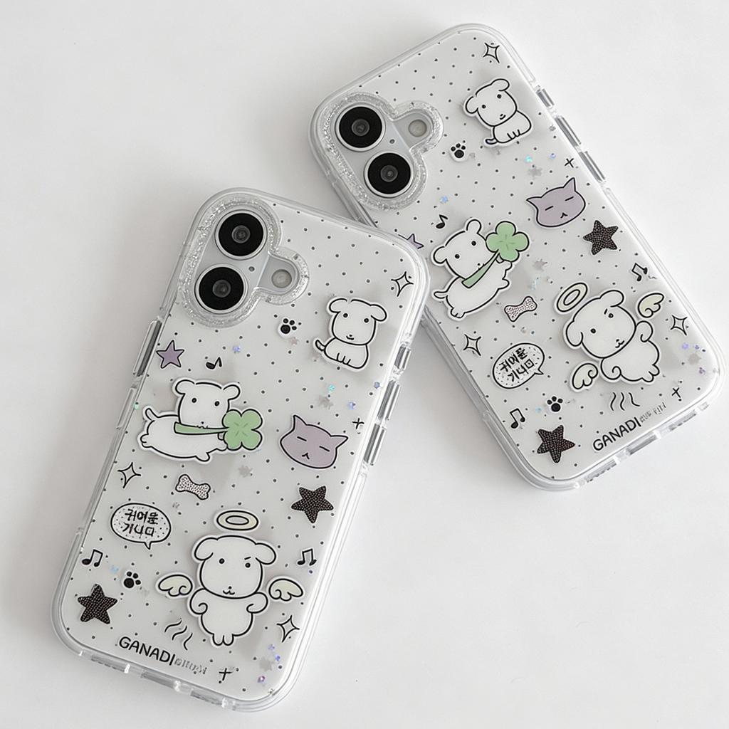 HOT Kawaii Puppy Polka Dots Phone Case for iPhone 17e 17 16e 16 15 14 13 12 11 Pro Max X Xs XR XSMax Air Plus Feather Texture