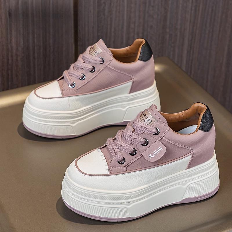 

Женские туфли с толстой подошвой и маленькой увеличивающей рост стелькой, кожаные белые туфли, весенние новинки, универсальные и легкие повседневные туфли для сноуборда 39