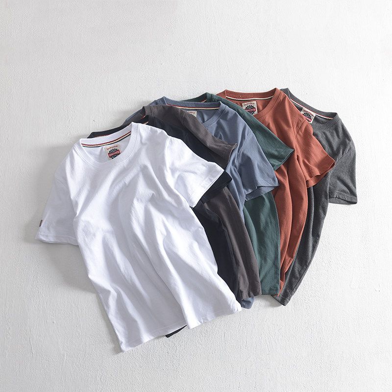 Export Short Sleeve Label Cutting Original Order Men's 100% Cotton T-shirt