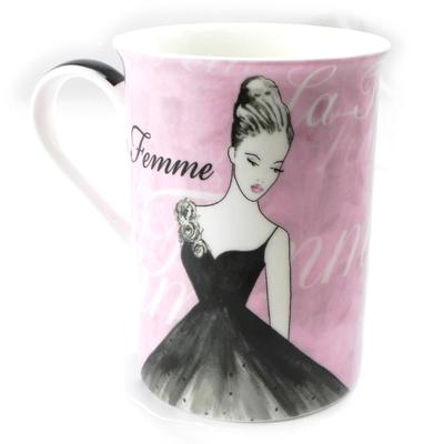 [I4957] - Cappucino Mug 'Belle Epoque' Pink - 110x95 Mm