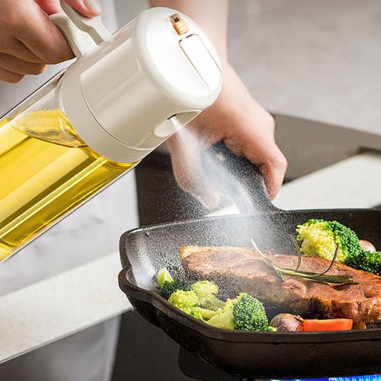 Pulverizator de ulei de măsline, 550 ml, sticlă 2-în-1, cu control inteligent al capacului, sticla cu pulverizare din sticlă, instrument de bucătărie pentru gătit salate la grătar