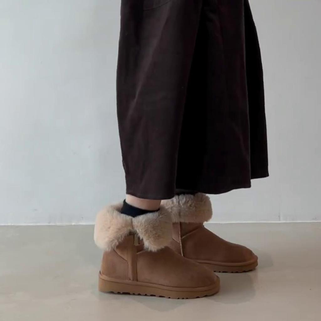 Warm velvet snow boots medium tube thickened fashion women's thick-soled round head two wear women's Birkenstocks