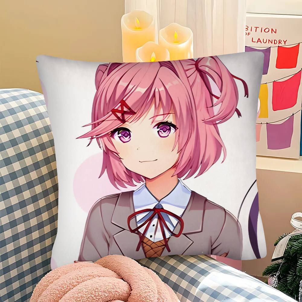 pc Cartoon Character Natsuki Pillow Case Fashion Square Pillowcase Bedroom Sofa Room Ins Decoration Leisure