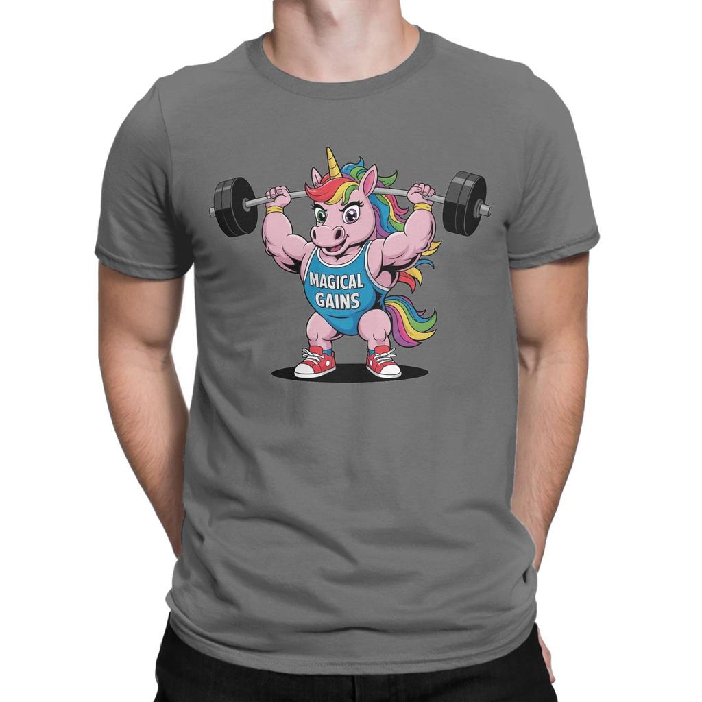 Pumped Unicorn Lifting Weights Cotton TShirt For Men Summer  Vintage TShirts ONeck Leisure Tees Oversized Hot Sale Tops