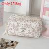 Cotton Corduroy Makeup Bag With Floral Pattern And Breathable Design For Daily Use