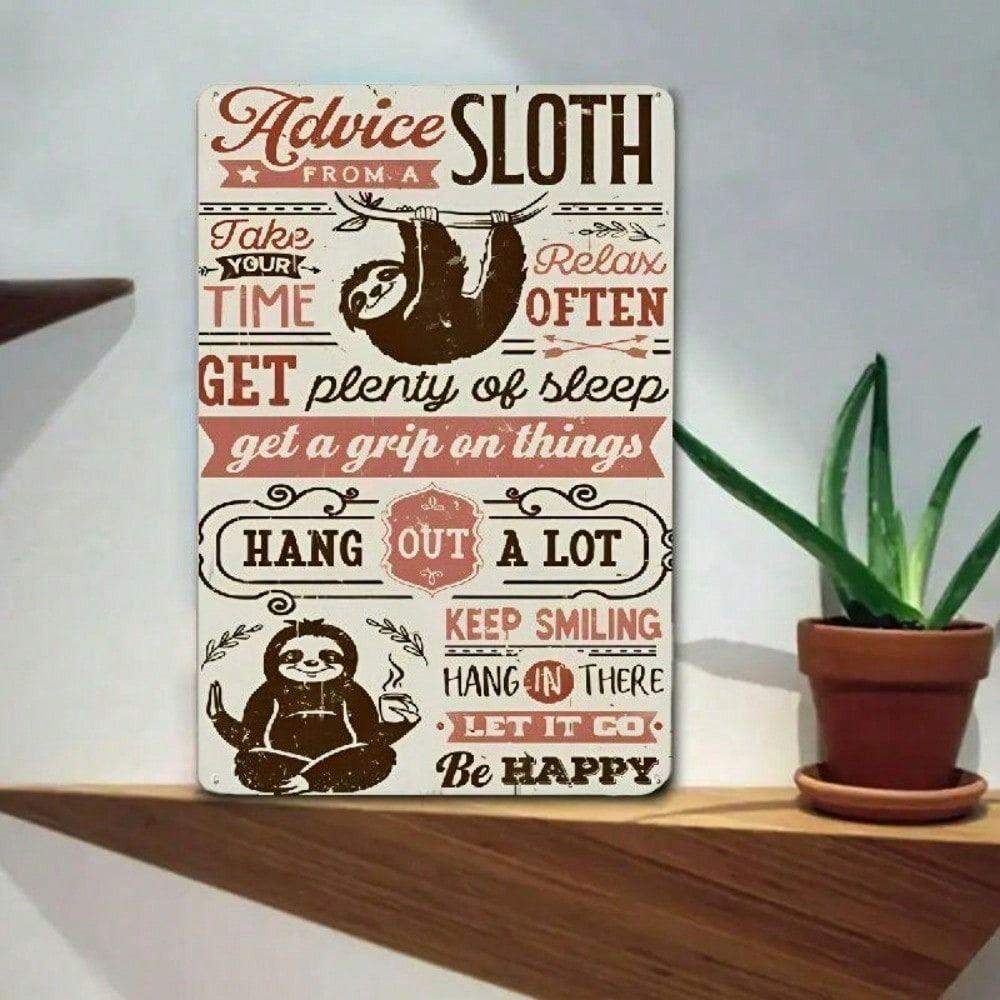 Vintage Sloth Metal Poster 8x12 Inch Wall Art Funny Decor for Kitchen Bar Garage