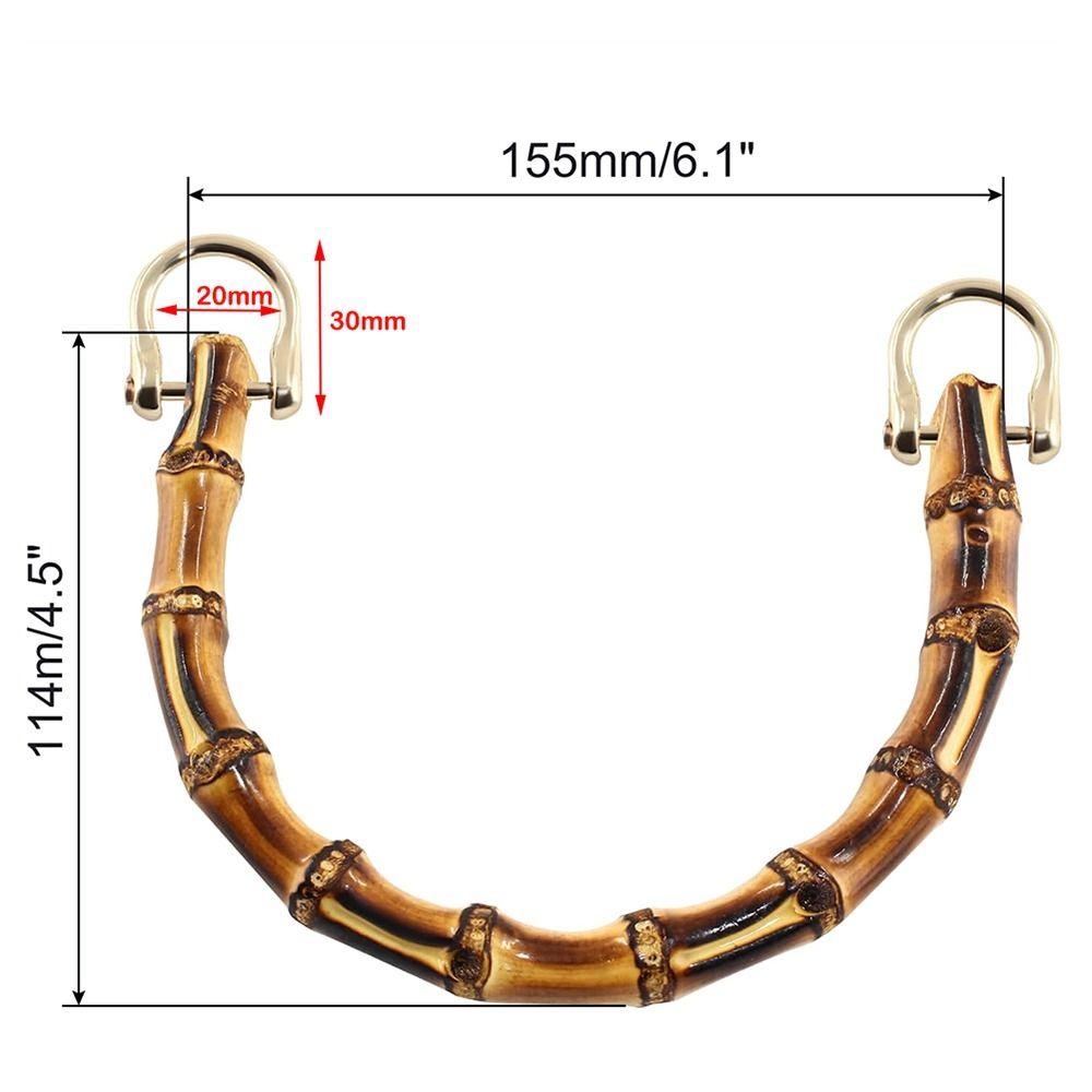 DIY Handmade Detachable Bamboo Purse Handles With Buckle 15.5CM Bamboo Bag Handles U-Shaped Shoulder Bag Strap Gift Box