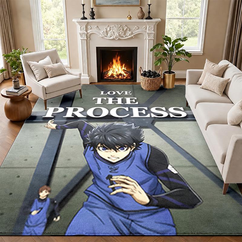 Blue Lock Carpet Door Mat for Living Room or Bedroom Protective Mat Under Chair Office Decoration Christmas Gift Birthday Present