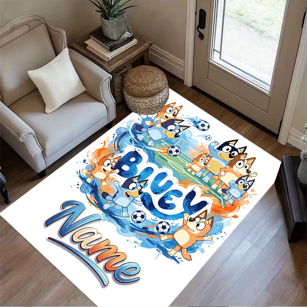Football Fun Friends Personalized Name Area Rug Design for Kitchen Entryway Outdoor Dining Room Anti-slip Rug Anime Office Decor