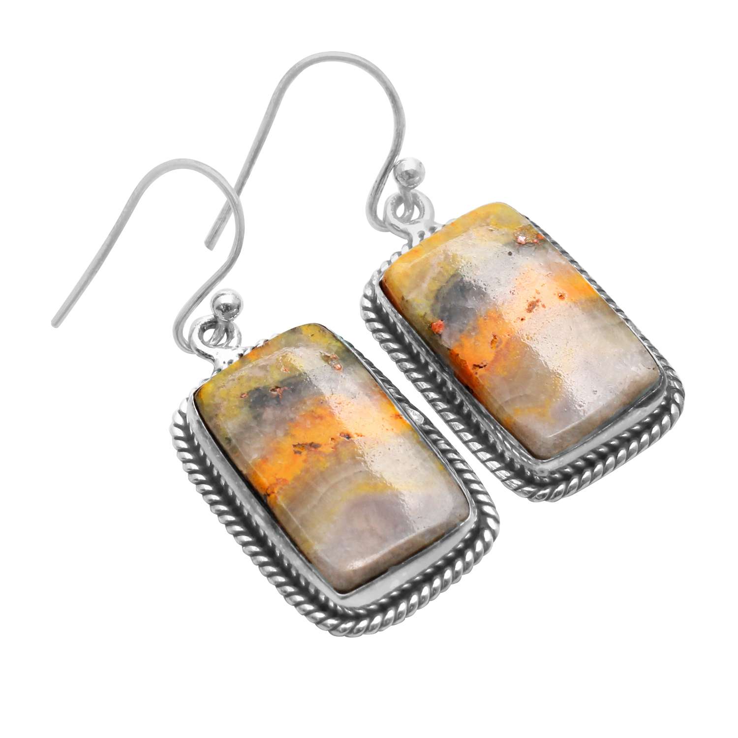 

Bumble Bee Jasper Gemstone Earrings Solid 925 Sterling Silver Handmade Earrings Jewelry Gift For Women And Girls E-2979