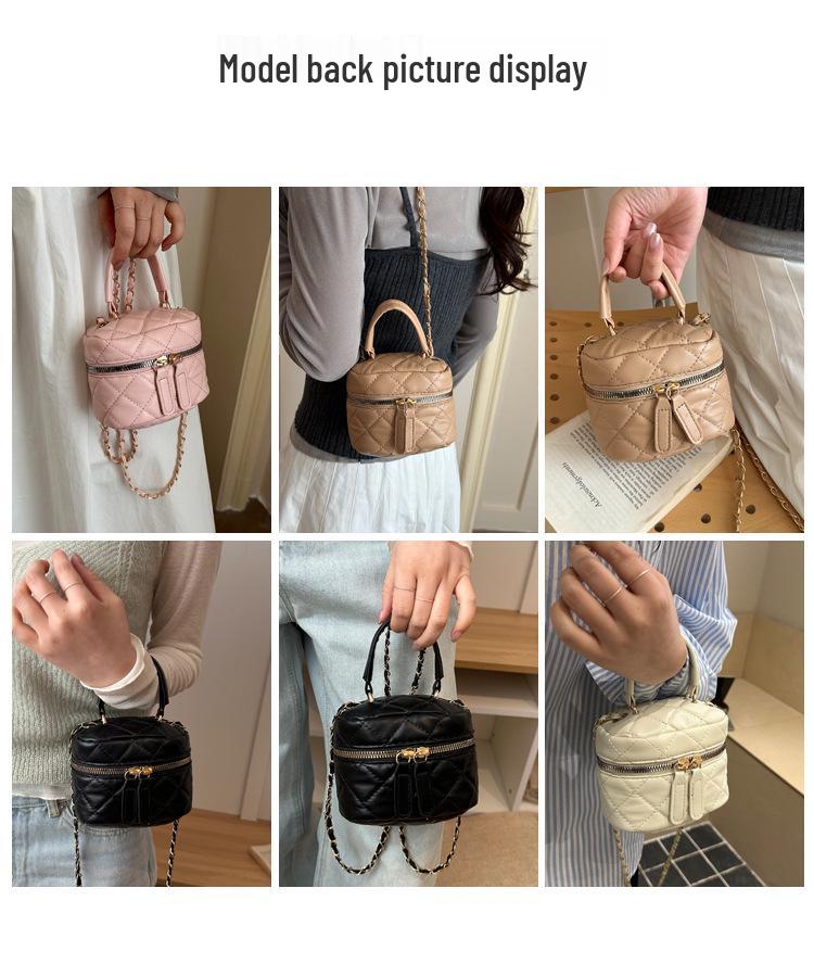Cross2026 French Chic Quilted Crossbody Bag - Soft Texture, Diamond Embroidery, Chain Strap, Trendy Street Style