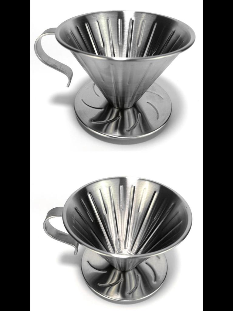 Embossed Stainless Steel Hand-Brew Coffee Drip Filter (V60 Compatible)