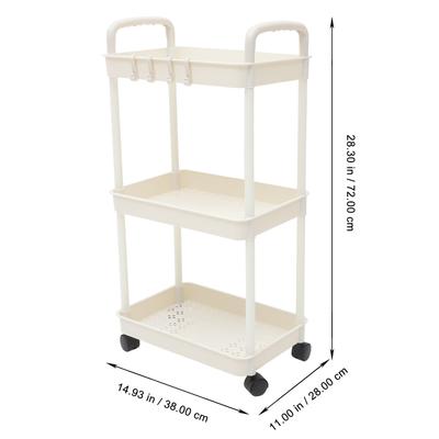 Rolling Utility Storage Trolley 3 Tier Cart Multipurpose Large Capacity Kitchen Bathroom Pantry Organizer Rack with Wheels
