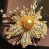 Classic Pearl & Agate Jade Orchid Brooch – Elegant Spring Flower Corsage for Women