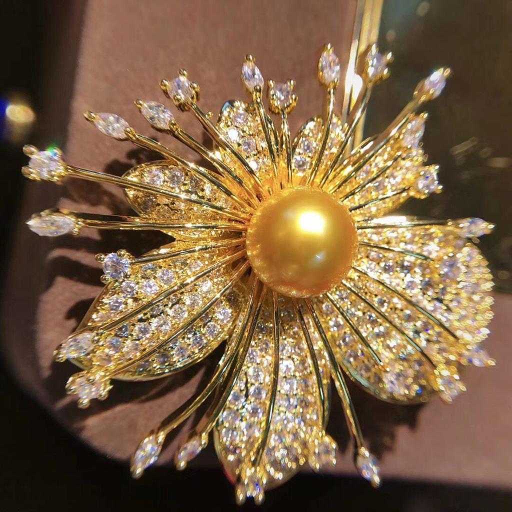 Classic Pearl & Agate Jade Orchid Brooch – Elegant Spring Flower Corsage for Women