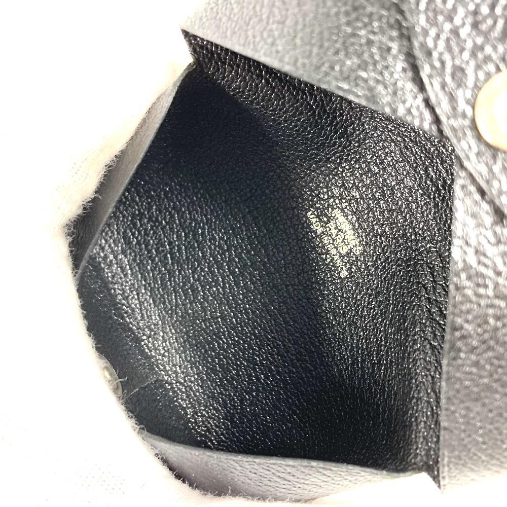HERMES Wallet Calvi SilverHardware Small Bifold Card Case coin purse Black
