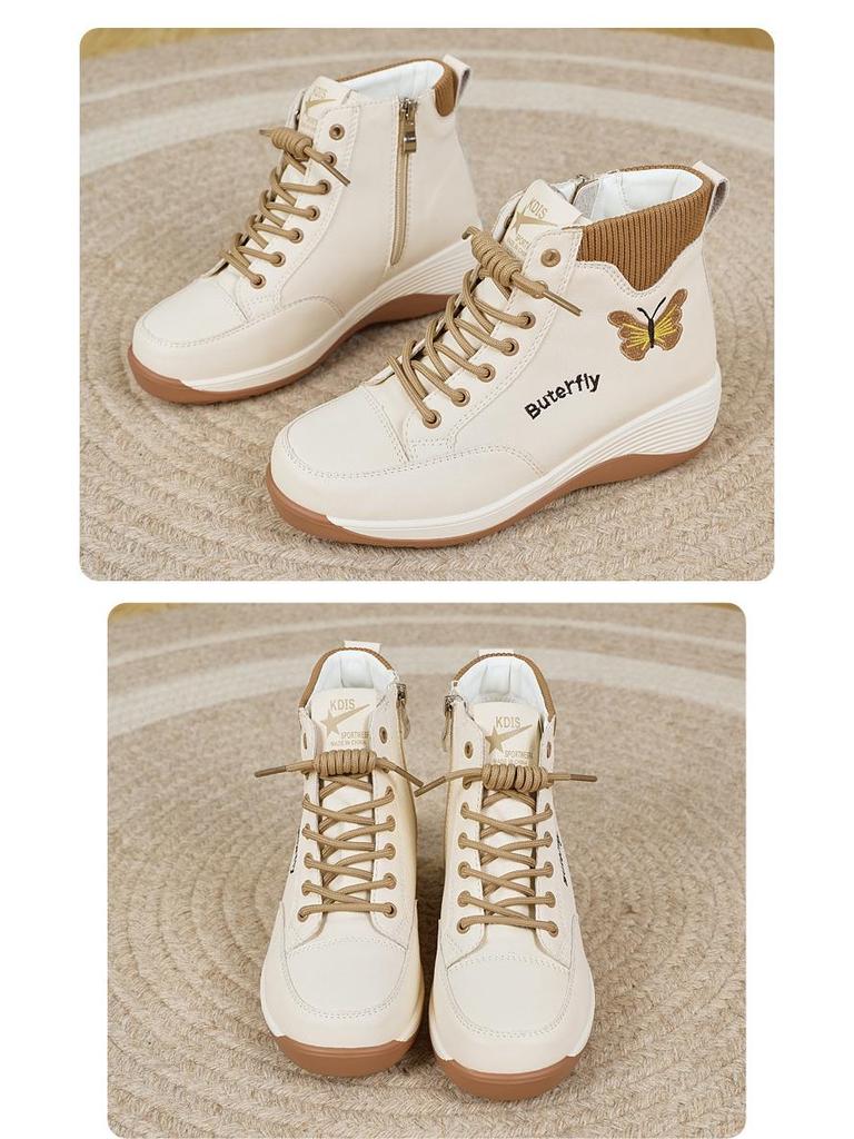 Herbst/Winter 2025 Damenmode Butterfly Wedge Stiefel - Dicke Sohle, Bequeme Passform