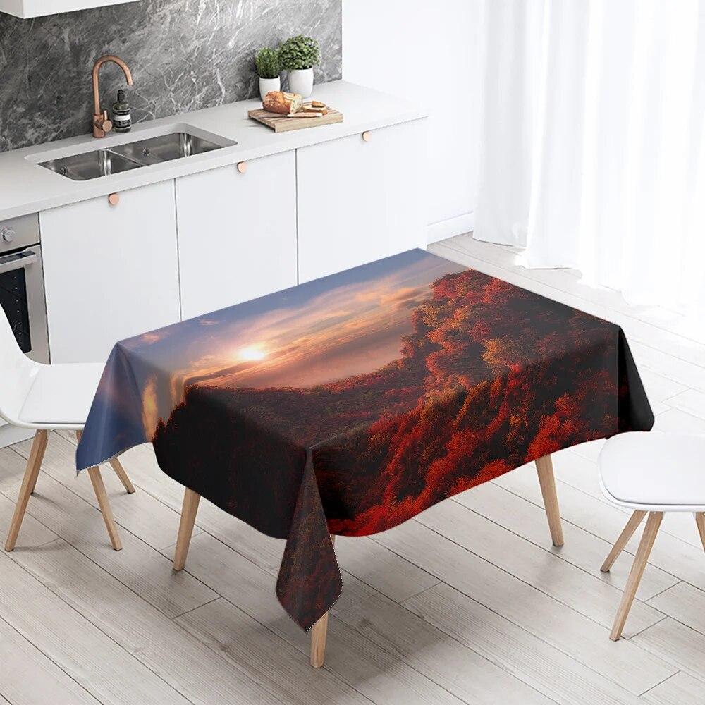 Sunset Evening Glow Scenery Table Cloth Wedding Party Restaurant Banquet Decor Stain Resistant Waterproof  Home