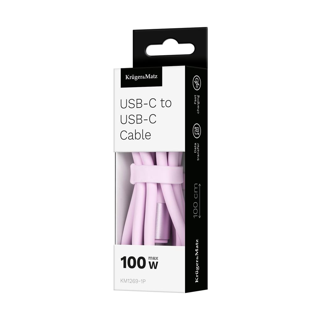 USB C - USB C Cable 100 W 1 M Silicone Pink Kruger&Matz Basic